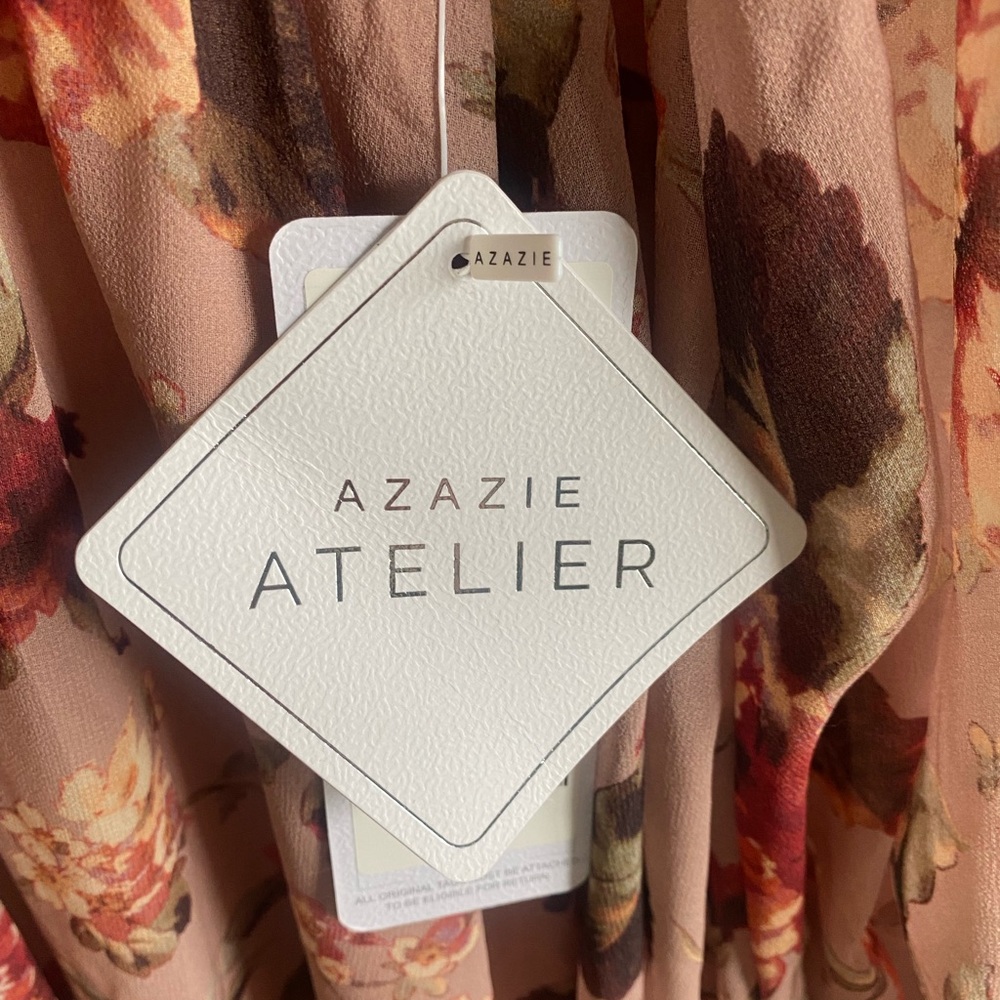NWT Azazie Atelier Stevie Dress Women 8 Floral Mauve Multi Romantic Long Sleeves - Picture 11 of 14